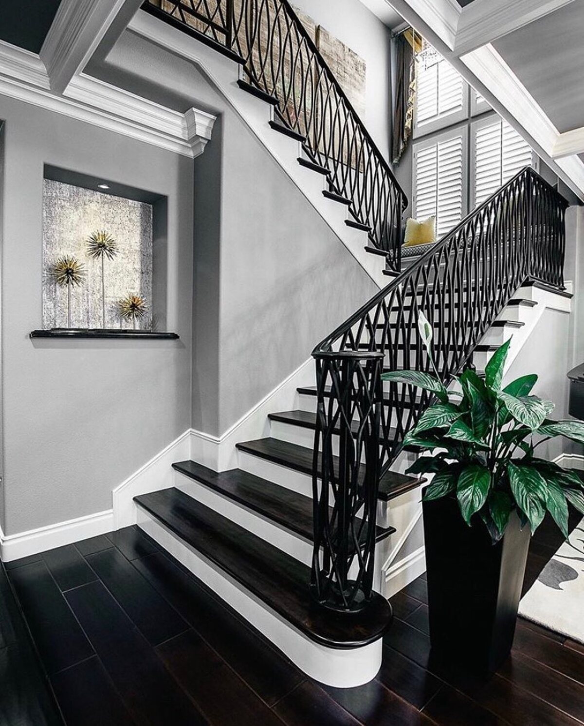 black and white stairs ideas 14
