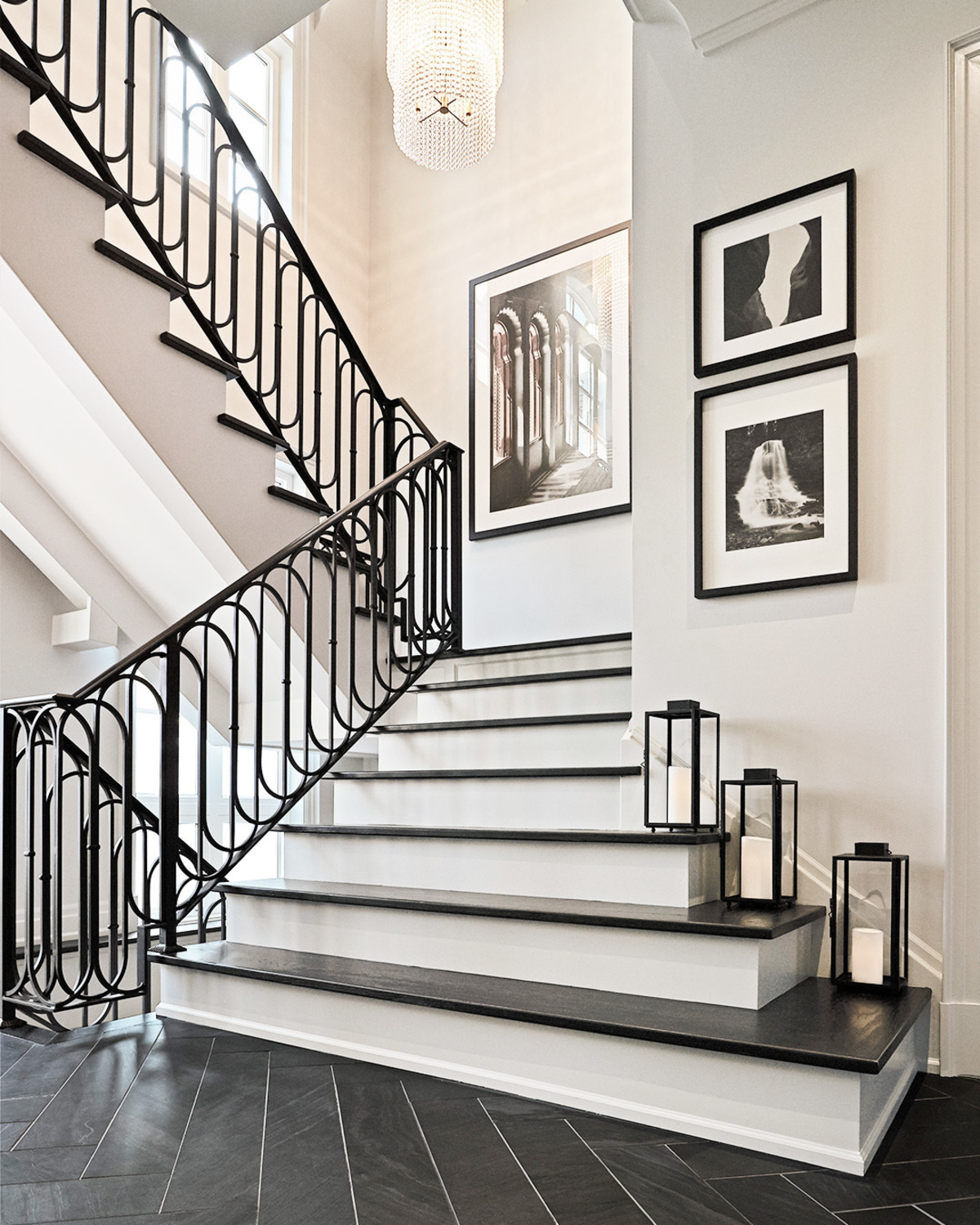 black and white stairs ideas 23