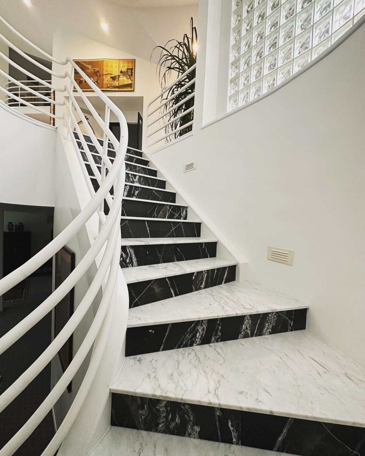 black and white stairs ideas 24