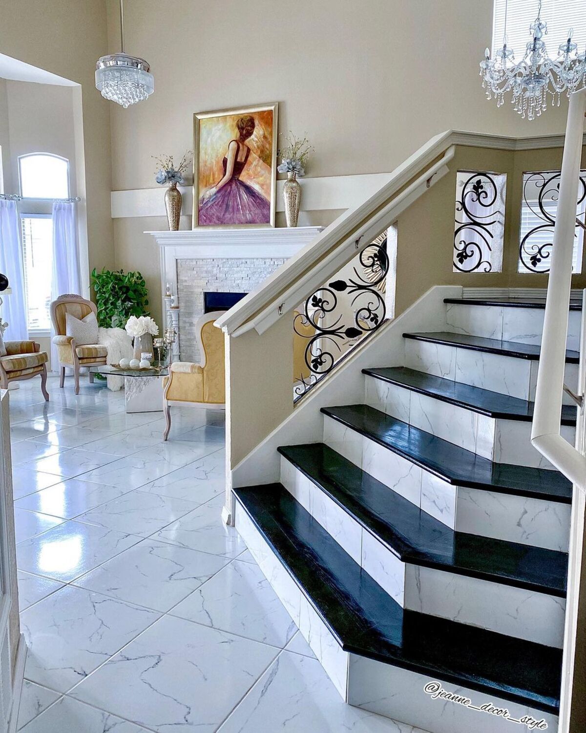 black and white stairs ideas 8