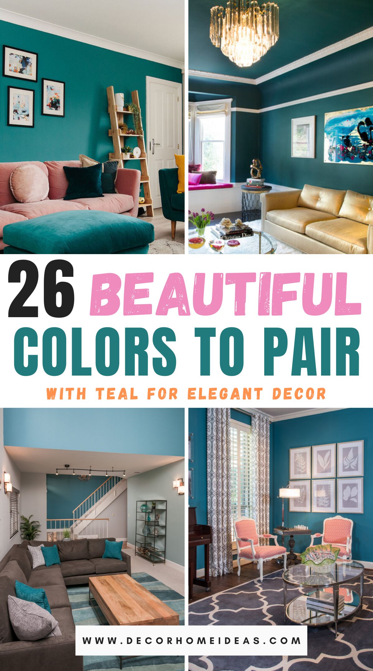 Elevate your decor with these 26 harmonious colors to pair with teal. From earthy neutrals to vibrant accents, discover elegant combinations that complement teal beautifully, adding sophistication and style to your space.