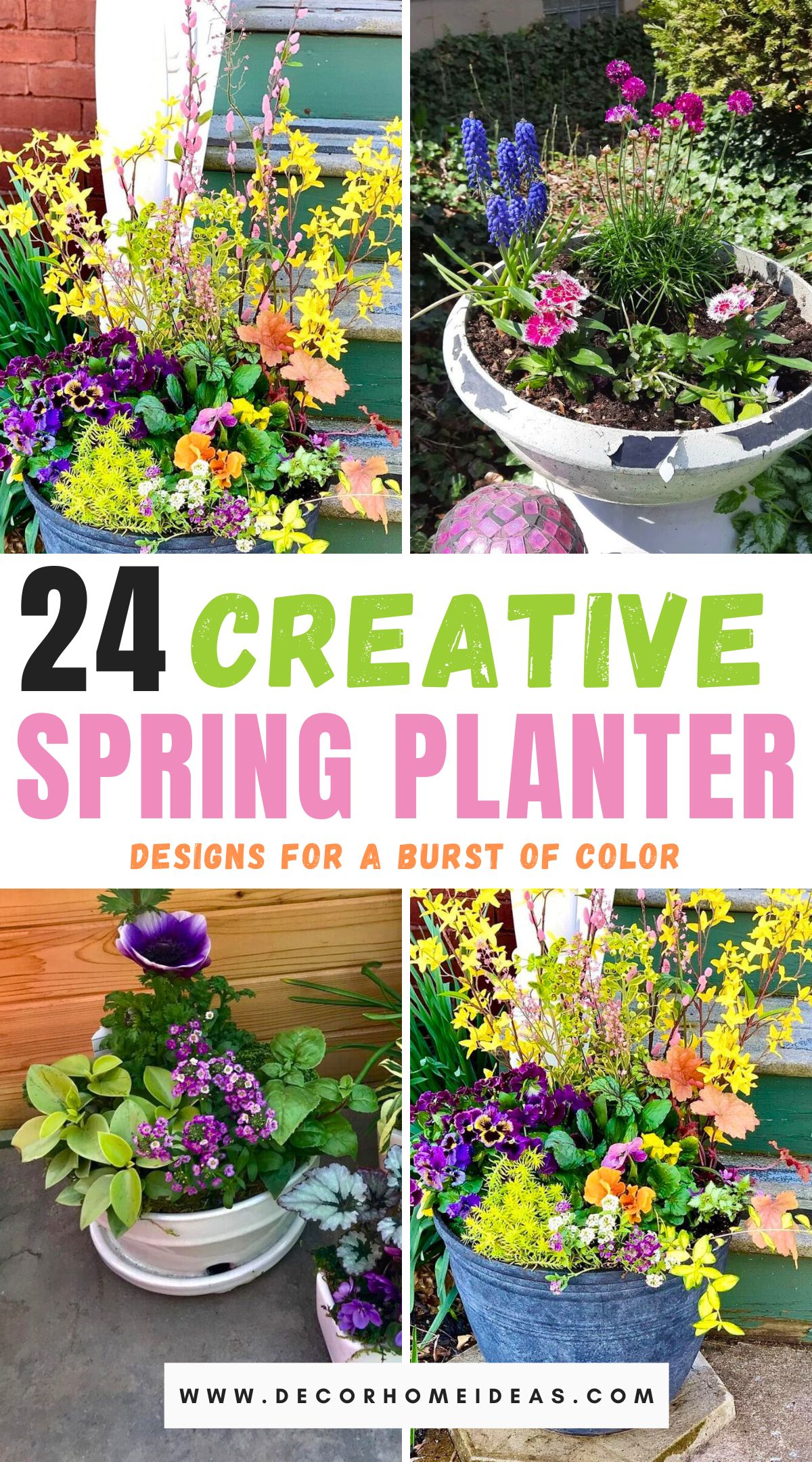 Elevate your garden with these 24 spring planter ideas, designed to infuse new life and vibrant colors into your outdoor space. From cascading floral arrangements to whimsical succulent displays, find inspiration to transform your garden into a blooming paradise.