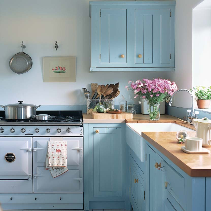 blue vintage kitchen