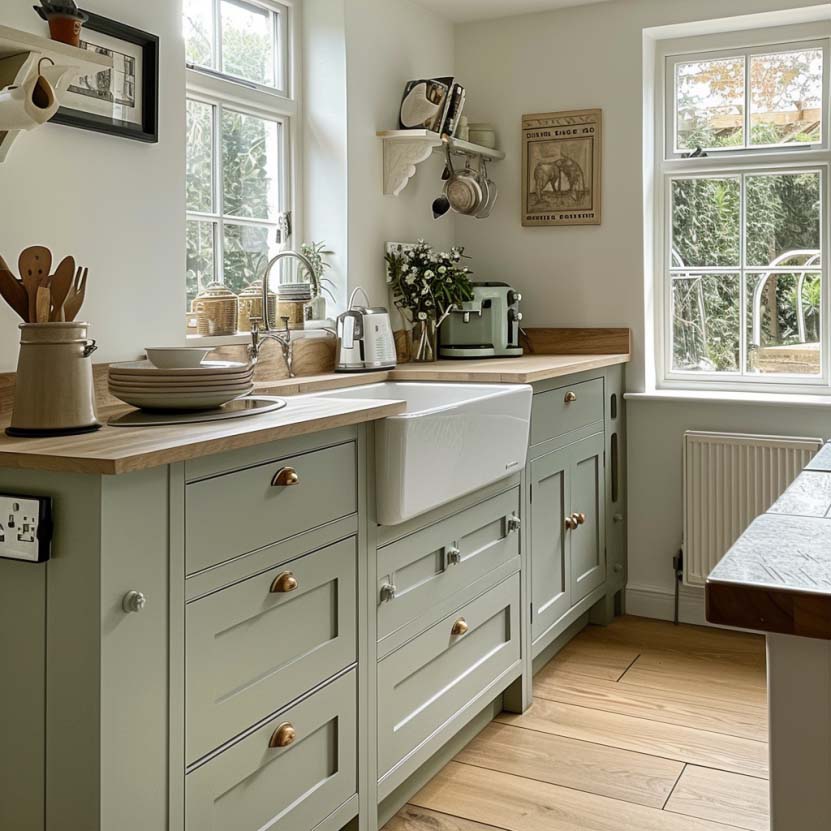 pale green kitchen