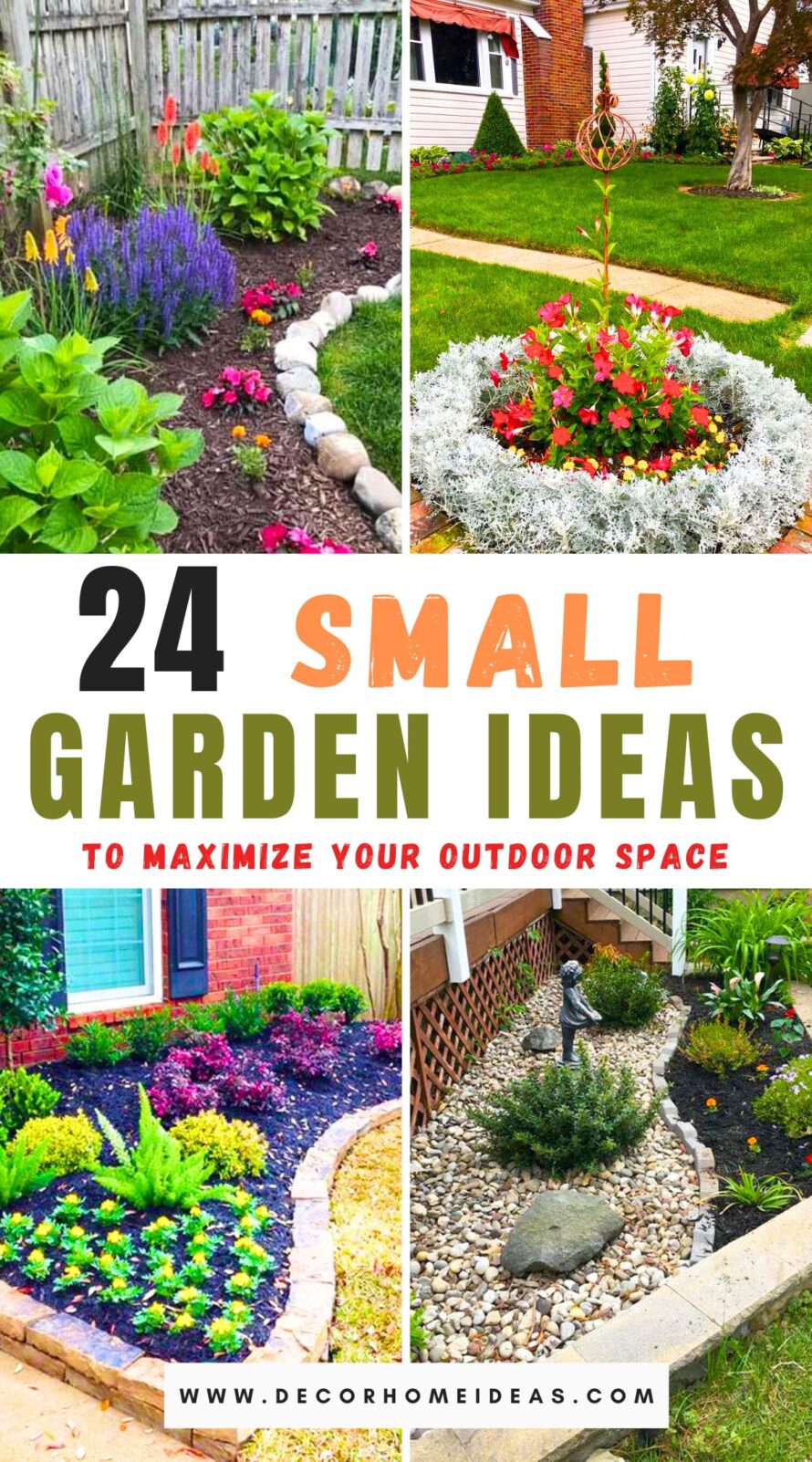 Discover 24 stunning small garden ideas to enhance your curb appeal. From vertical gardens and cozy seating areas to charming container gardens and colorful flower beds, these designs make the most of limited outdoor spaces. Whether you have a tiny backyard, a narrow strip of land, or a compact balcony, these creative ideas will help you create a beautiful and inviting garden that delights the senses and impresses visitors.