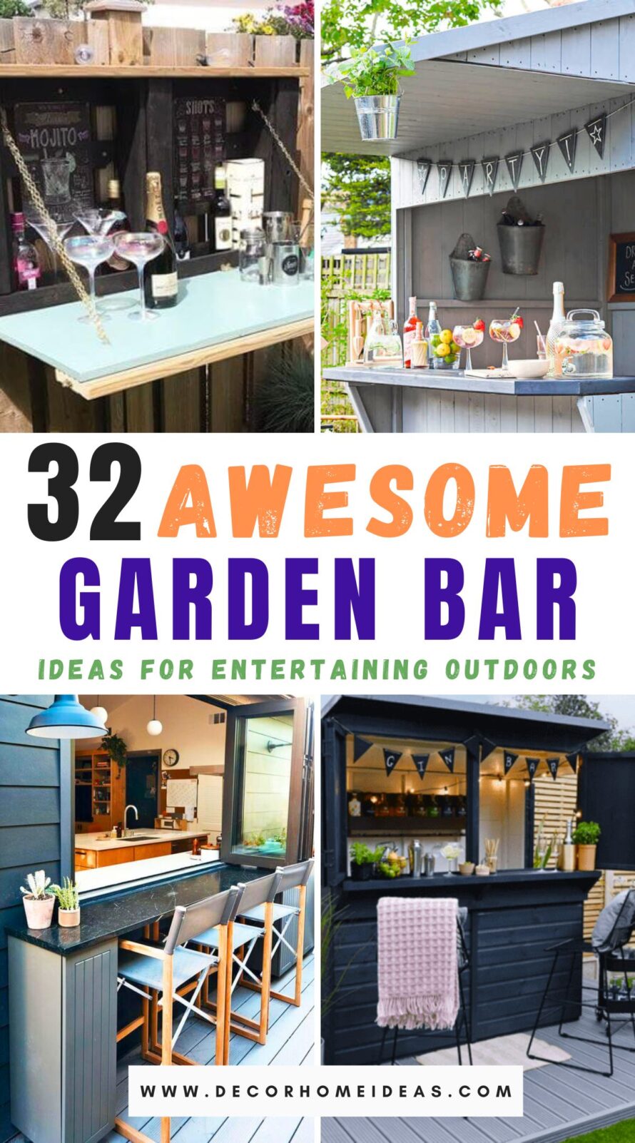 Discover 32 awesome garden bar ideas to elevate your outdoor entertaining. From rustic DIY pallet bars to sleek built-in designs, these creative concepts provide inspiration for creating the perfect al fresco gathering space in your backyard.