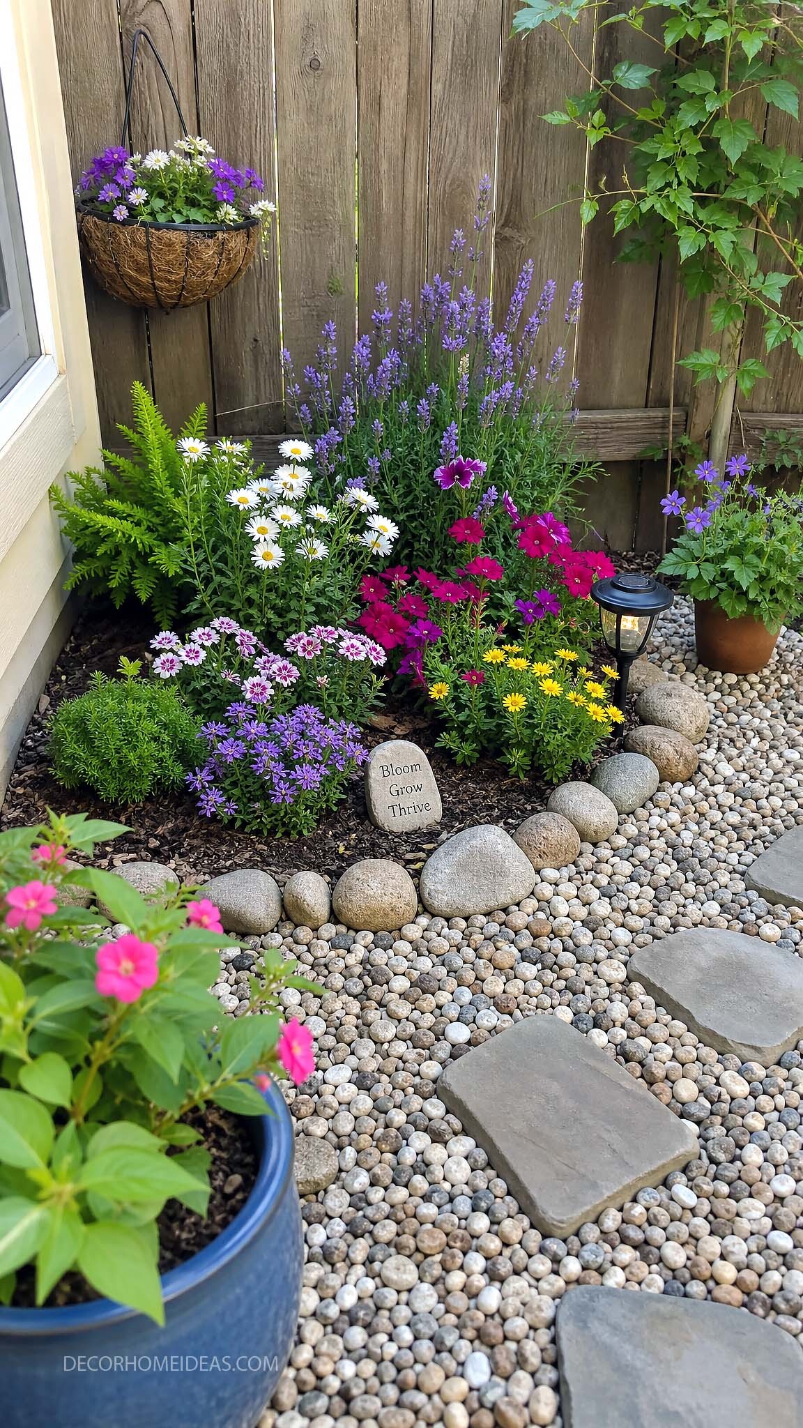 Small Corner Garden with Pebble Path