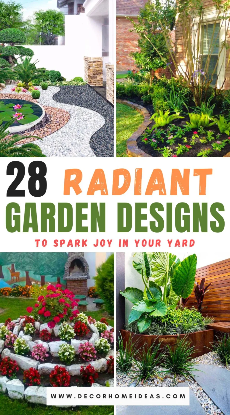 Explore 28 radiant garden designs that promise to bring joy and vibrant color to your yard. Whether you have a small patch or a vast lawn, these creative ideas are tailored to make your outdoor space shine. 