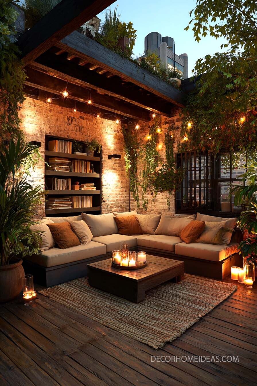 Warm and Cozy Rooftop Patio with Rustic Vibes