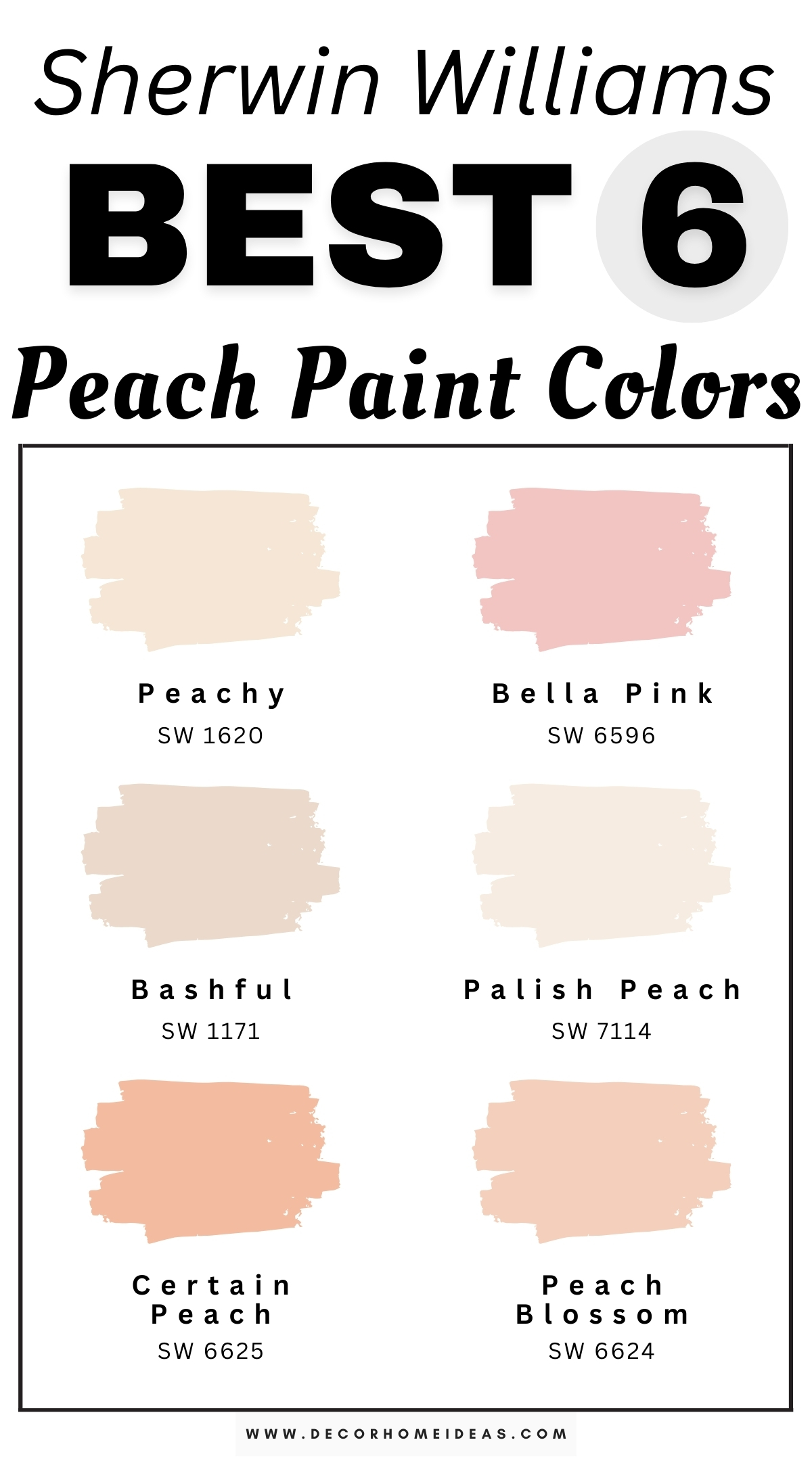 Discover the 6 best soft peach paint colors from Sherwin-Williams that bring a warm and inviting touch to any space. These delicate shades of peach create a soothing atmosphere, perfect for bedrooms, living rooms, or nurseries, adding a cheerful and refreshing vibe to your home. Designer-recommended for their versatility and ability to harmonize with various decor styles, these Sherwin-Williams soft peach hues provide a subtle yet uplifting backdrop. Transform your interiors with these soft peach paint colors for a gentle and welcoming ambiance that enhances your home’s aesthetic.
