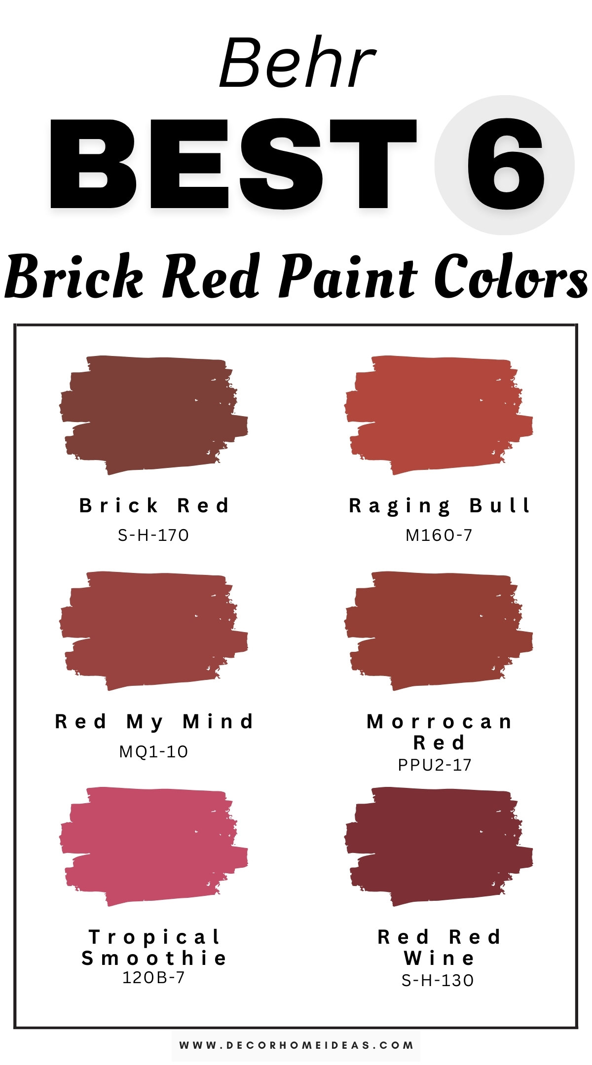 Discover 6 warm brick red paint colors by Behr that bring a cozy and inviting touch to any space. These rich, earthy shades of brick red are perfect for creating a warm atmosphere in living rooms, kitchens, or accent walls, adding character and charm to your home. Designer-recommended for their versatility and timeless appeal, these Behr brick red hues seamlessly blend with various decor styles, from rustic to contemporary. Transform your interiors with these warm brick red paint colors for a welcoming ambiance that feels both stylish and comforting.