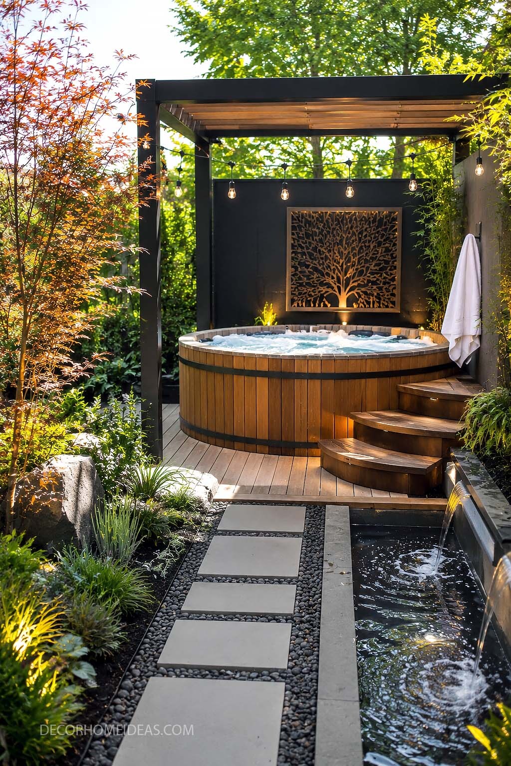 Modern Backyard Cedar Hot Tub Retreat