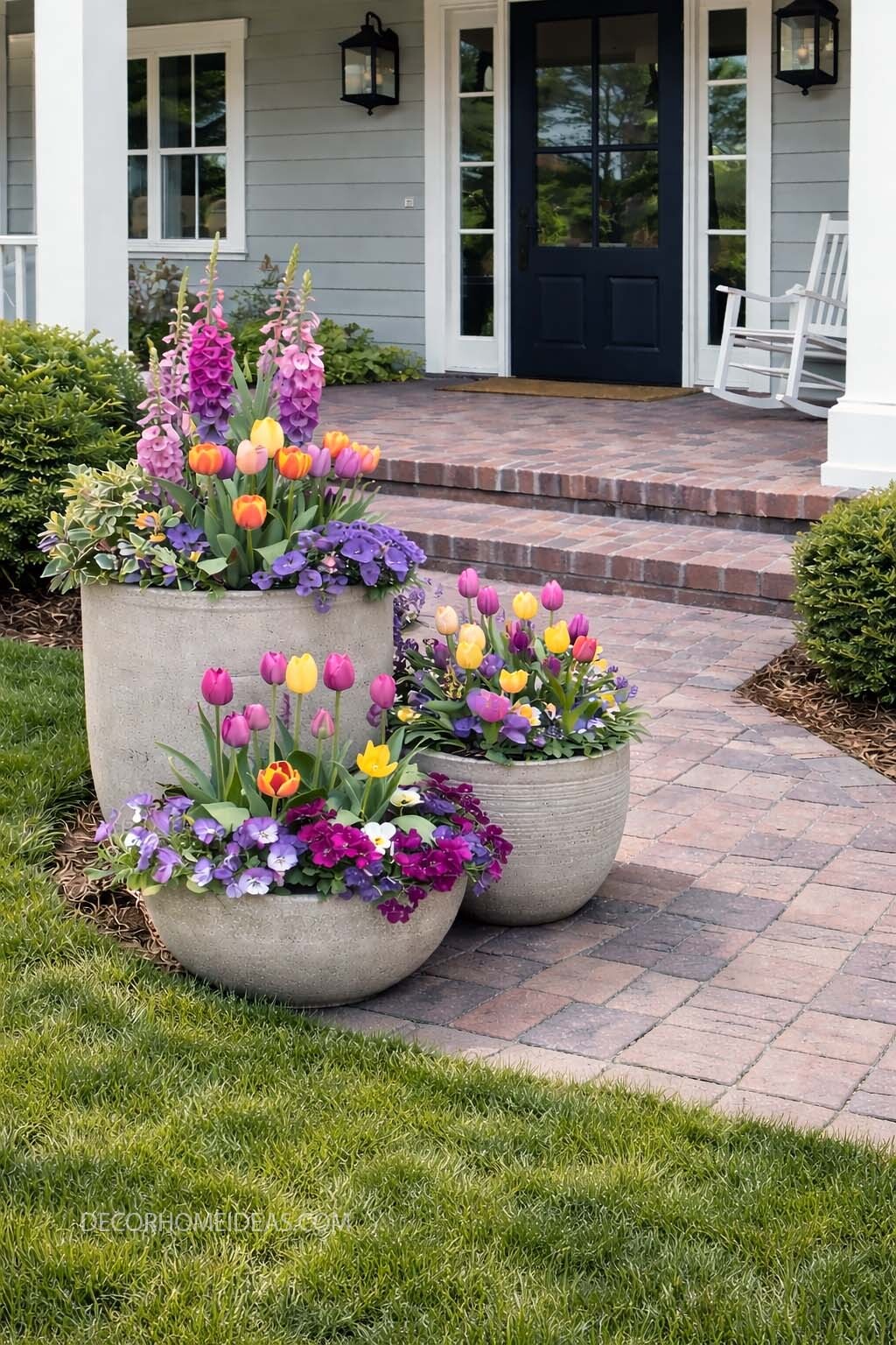 Colorful Front Porch Flower Pots for Instant Curb Appeal