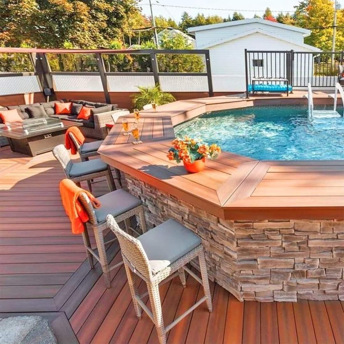creative pool deck and bar ideas for above ground pool 1