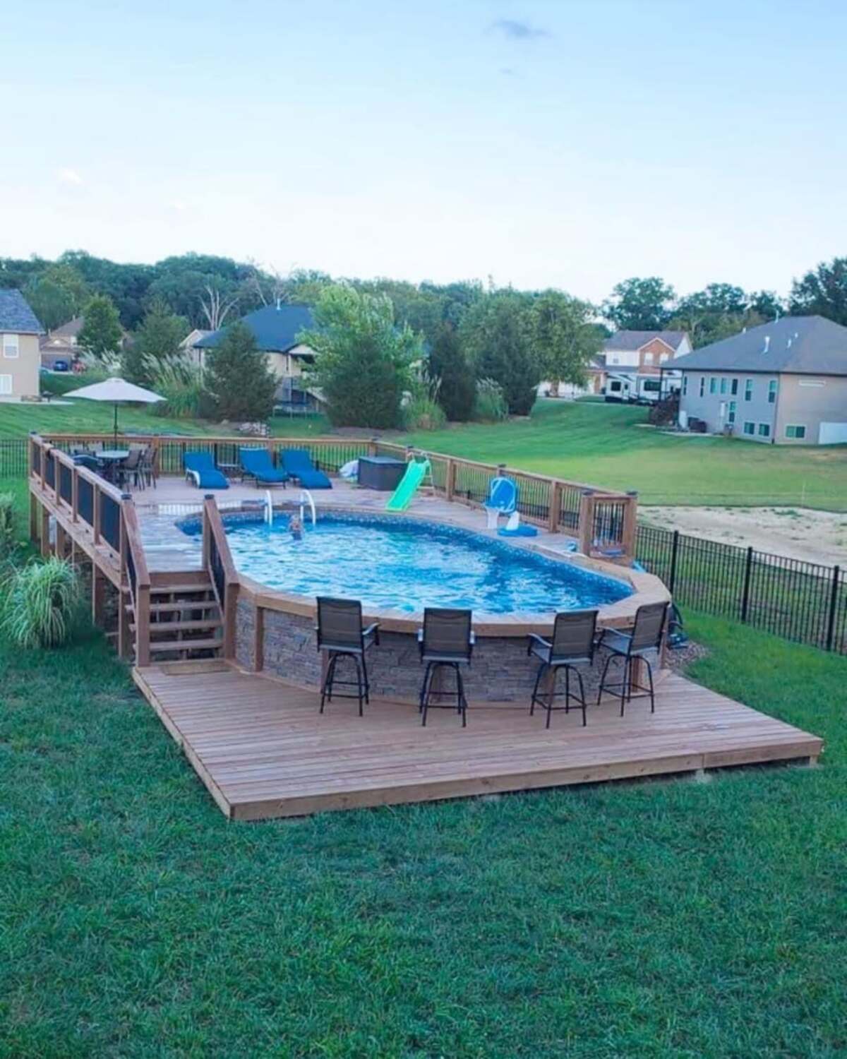 creative pool deck and bar ideas for above ground pool 2