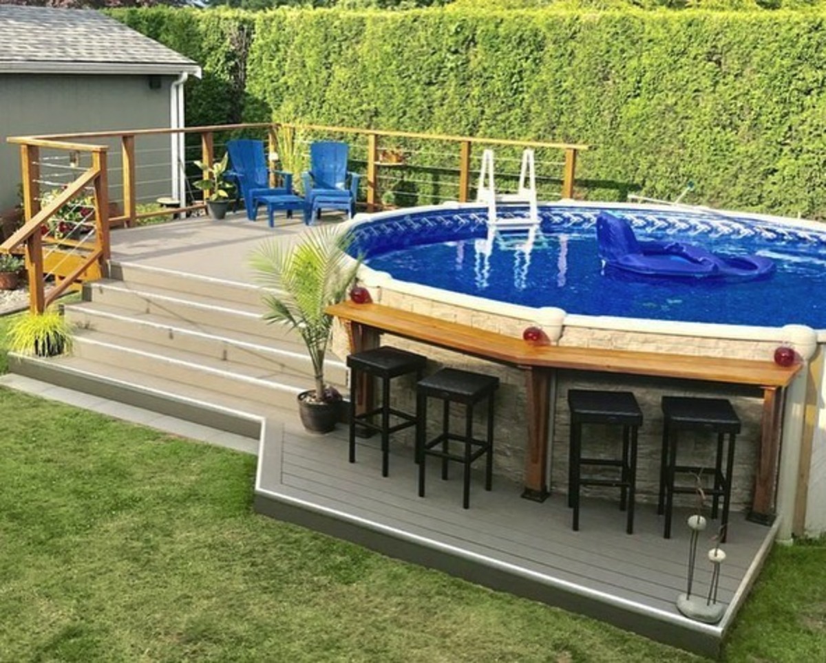 creative pool deck and bar ideas for above ground pool 6