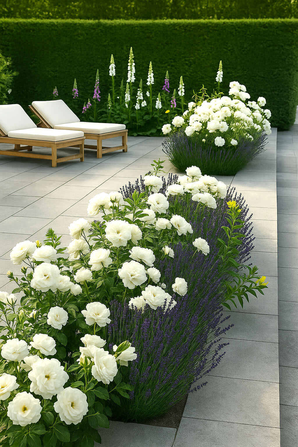 white flowers garden landscape