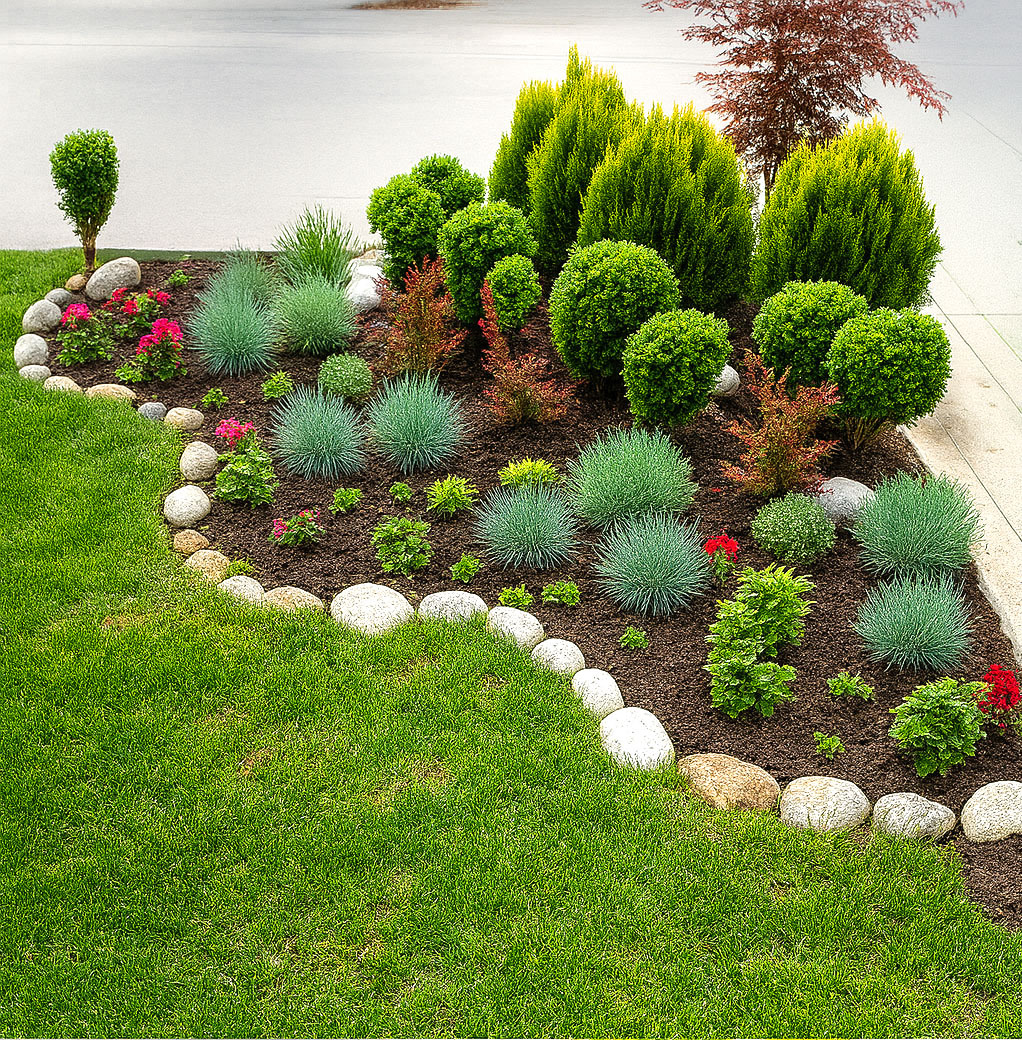 corner garden idea with small plants