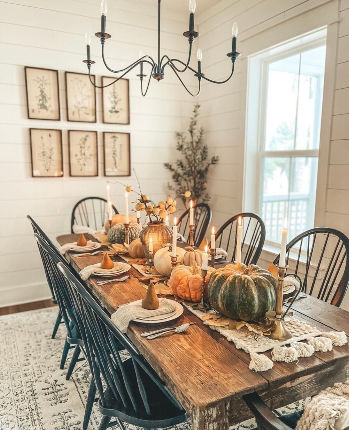 cozy farmhouse fall dining table decor 6