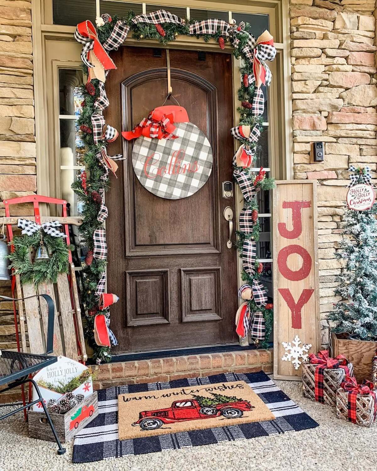 easy christmas front porch decor ideas 14