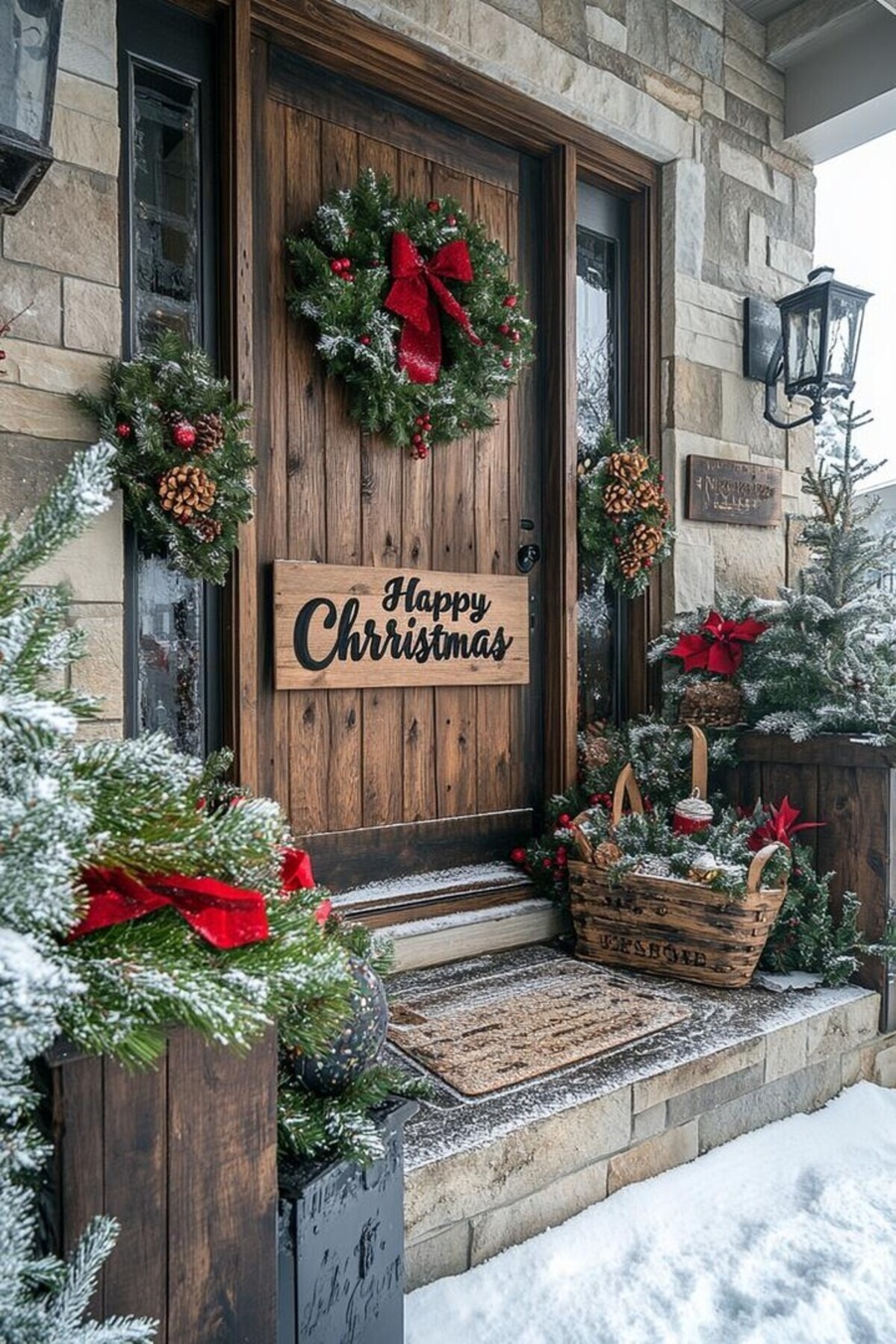 farmhouse christmas front porch decor ideas 16