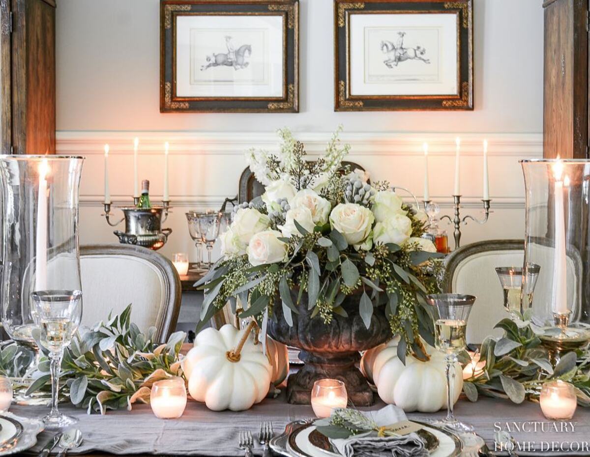 neutral fall decor ideas for dining table 13