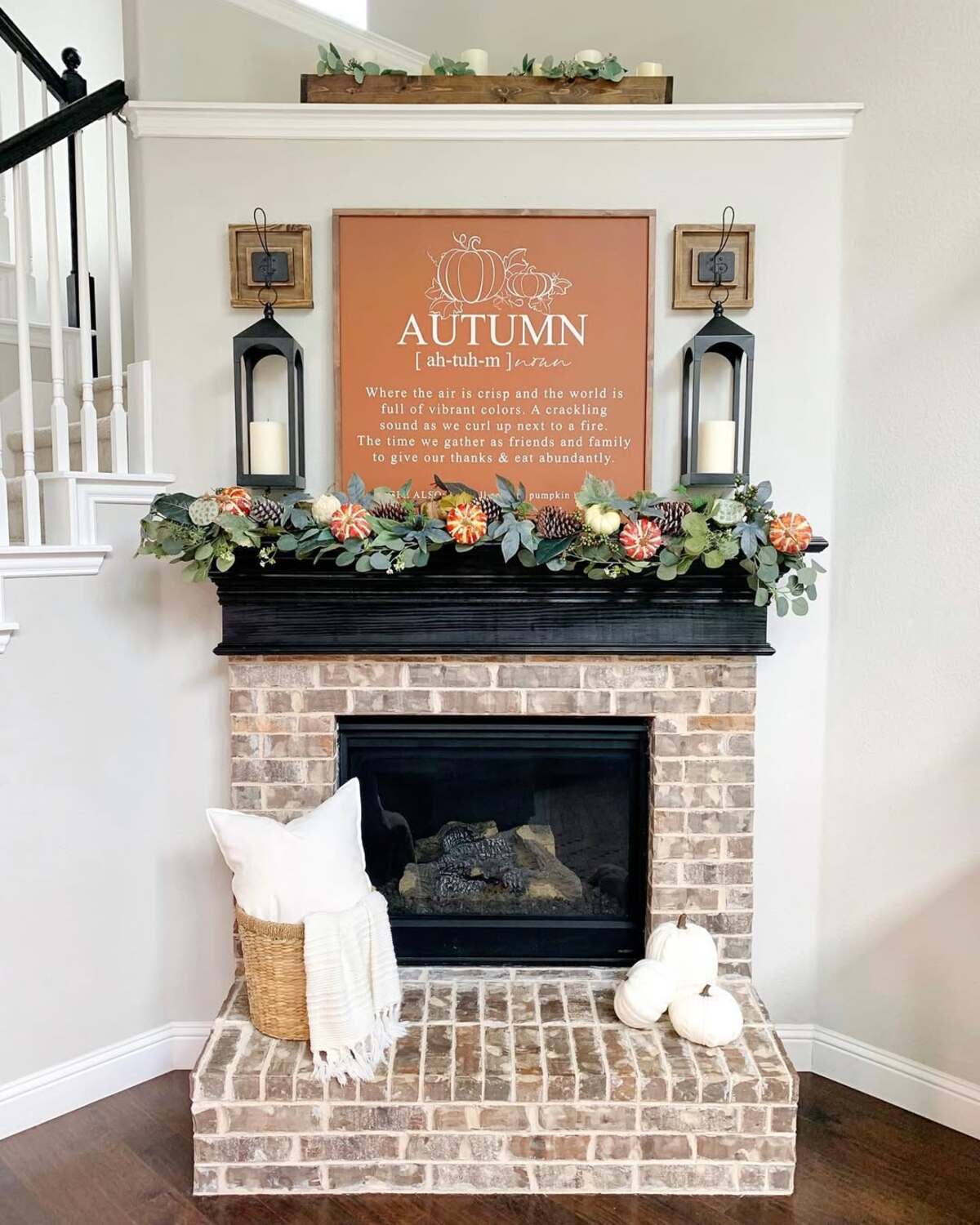 rustic fall mantle decor ideas for fireplace 12