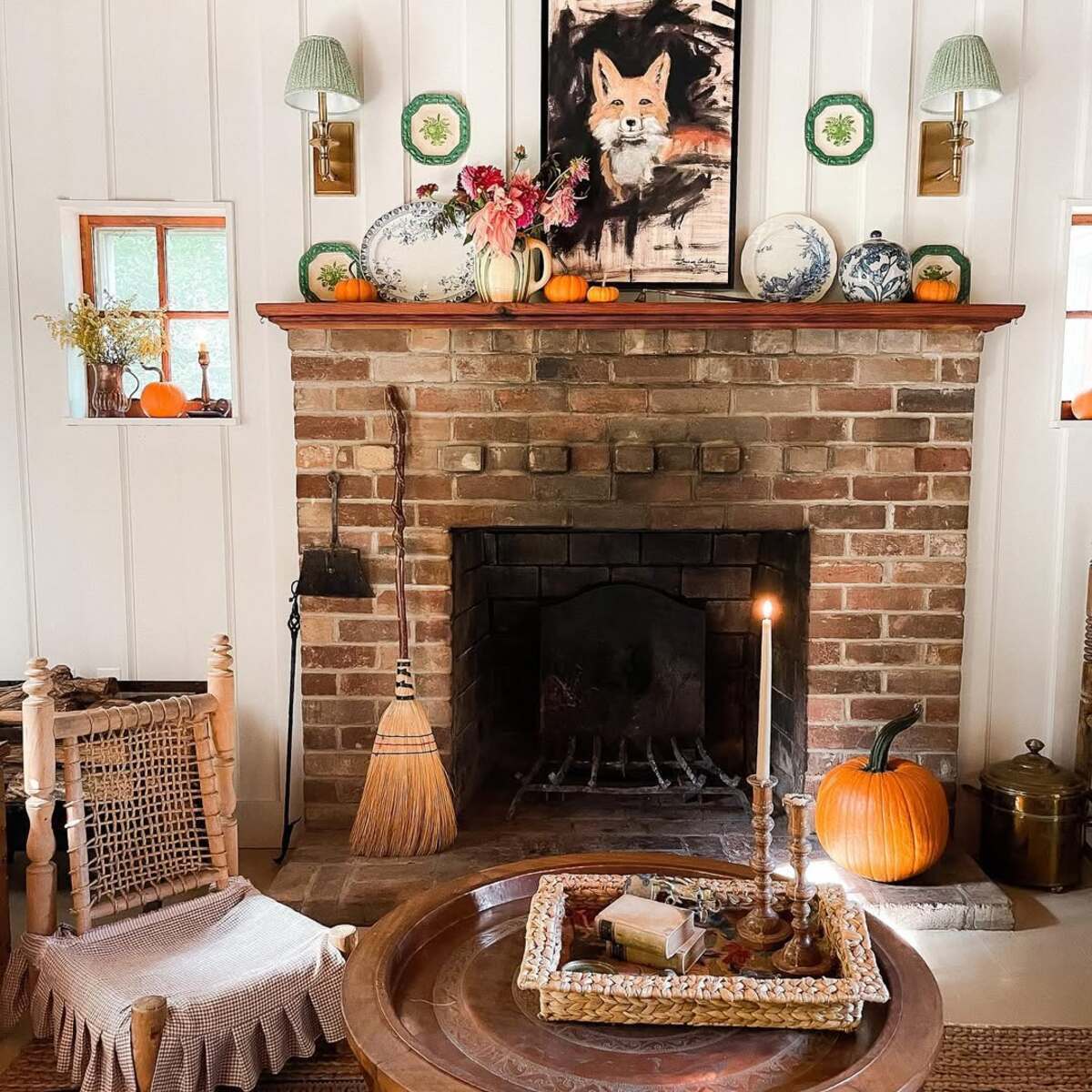 rustic fall mantle decor ideas for fireplace 20