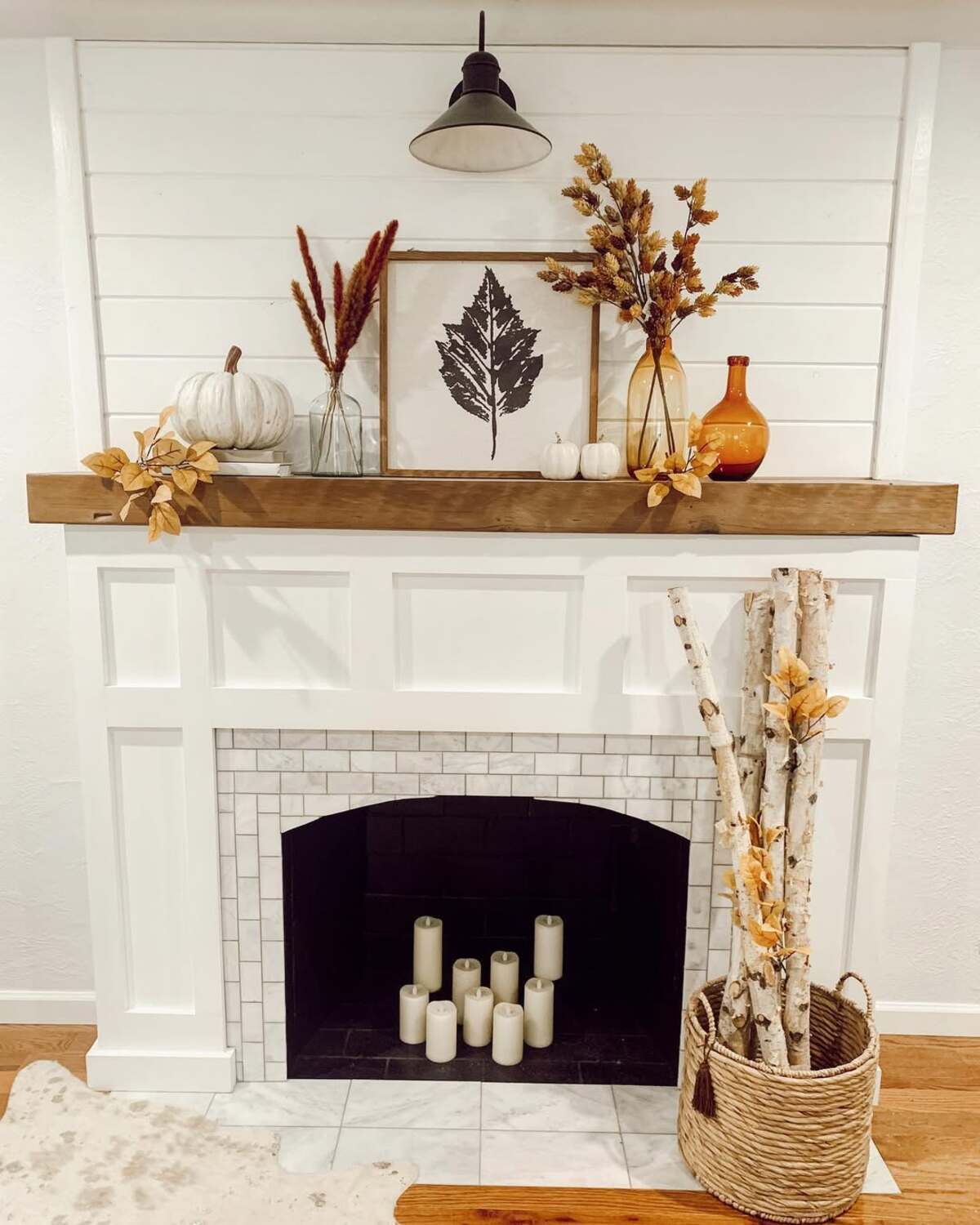 rustic fall mantle decor ideas for fireplace 9