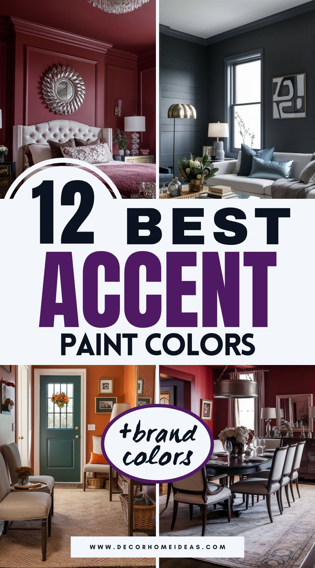 Discover 12 bold accent paint colors from brands like Benjamin Moore, Sherwin-Williams, Behr, and Farrow & Ball that bring drama and depth to any space. See how these standout shades can add personality to your rooms—some might surprise you!