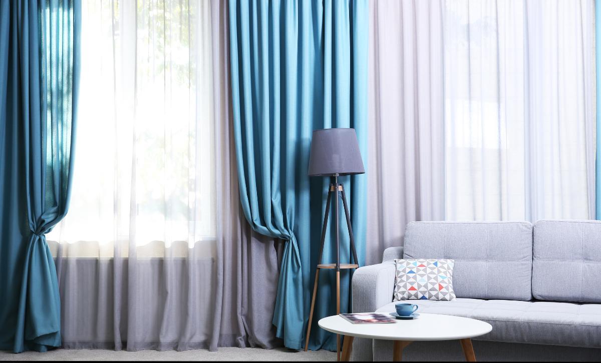 blue curtains