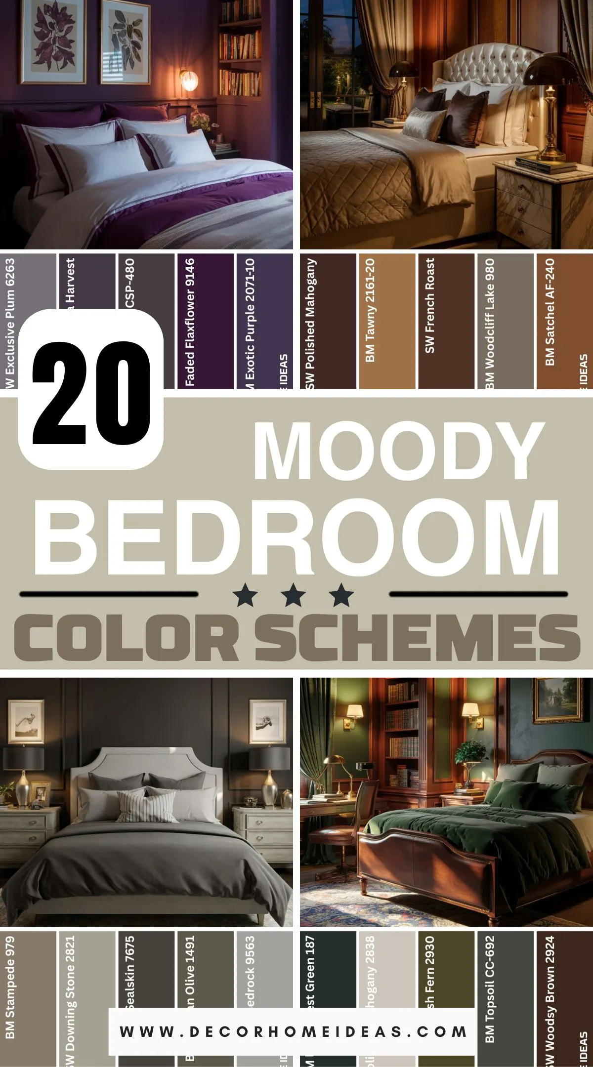 Ready to create a bedroom that wraps you in nighttime serenity? These 20 moody bedroom color palettes are curated to spark instant calm and deep rest. Whether you’re into rich tones or soft shadows, these ideas will help you design a space that feels like a personal escape after dark. Your dream evening mood starts here.