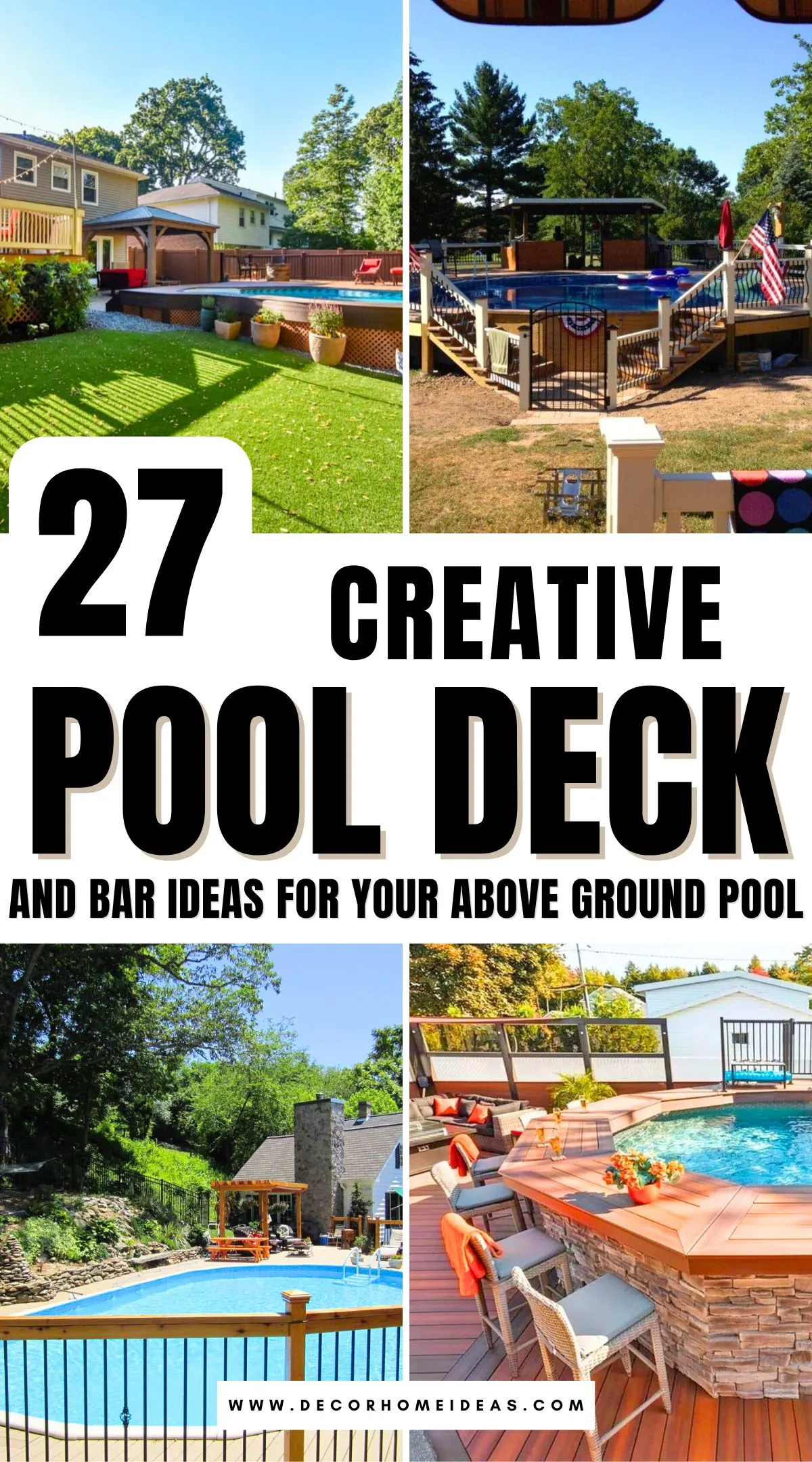 Discover 27 creative pool deck and bar ideas perfect for above ground pools. From built-in bars to stylish seating areas, these designs add function and flair. See how to make your poolside setup more inviting with clever features you might not have considered.