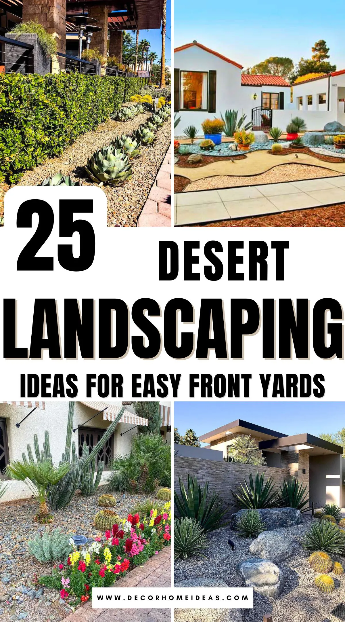 Discover 25 stunning desert landscaping ideas perfect for creating a low-maintenance, water-wise front yard. From striking succulents to creative rock arrangements, find inspiring ways to design a beautiful, drought-tolerant outdoor space with natural desert charm.
