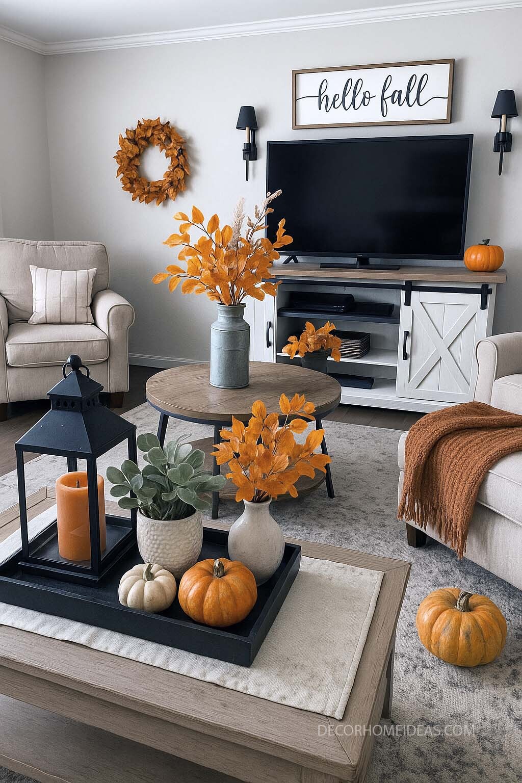 Cozy Fall Living Room with Rustic Charm
