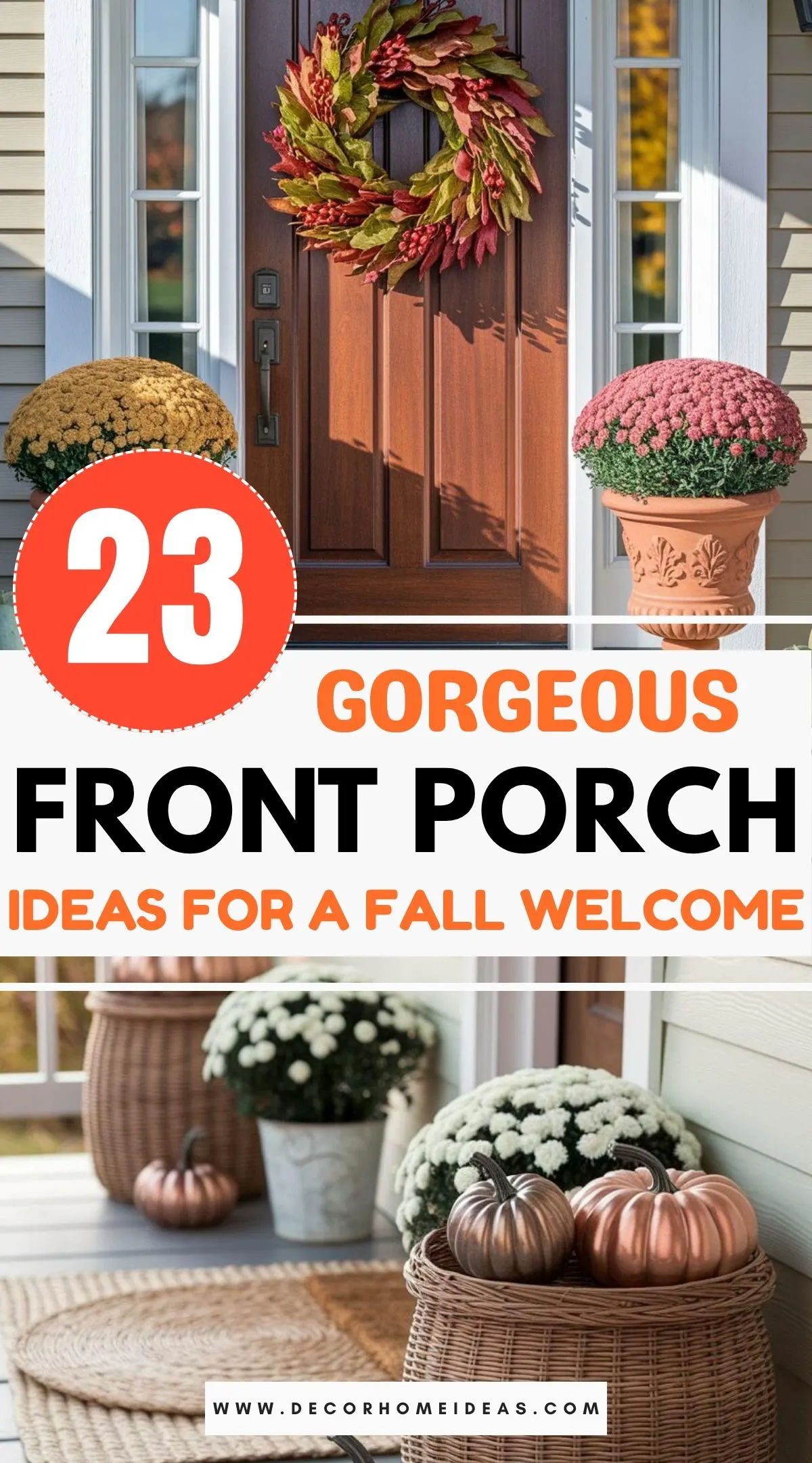 Looking to create an eye-catching fall entrance? These 23 gorgeous front porch ideas blend seasonal beauty with timeless style. From vibrant mums to layered doormats and autumn wreaths, you’ll find easy ways to welcome guests and celebrate the season with charm and elegance.