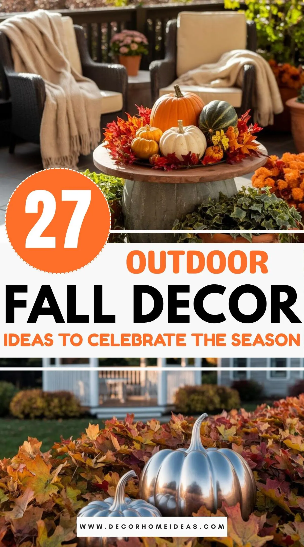 Ready to bring autumn outdoors? These 27 fall decor ideas add festive charm to porches, patios, and entryways. With pumpkins, planters, wreaths, and lanterns, you’ll create a space that feels warm, seasonal, and guest-ready—all while celebrating the best of fall.