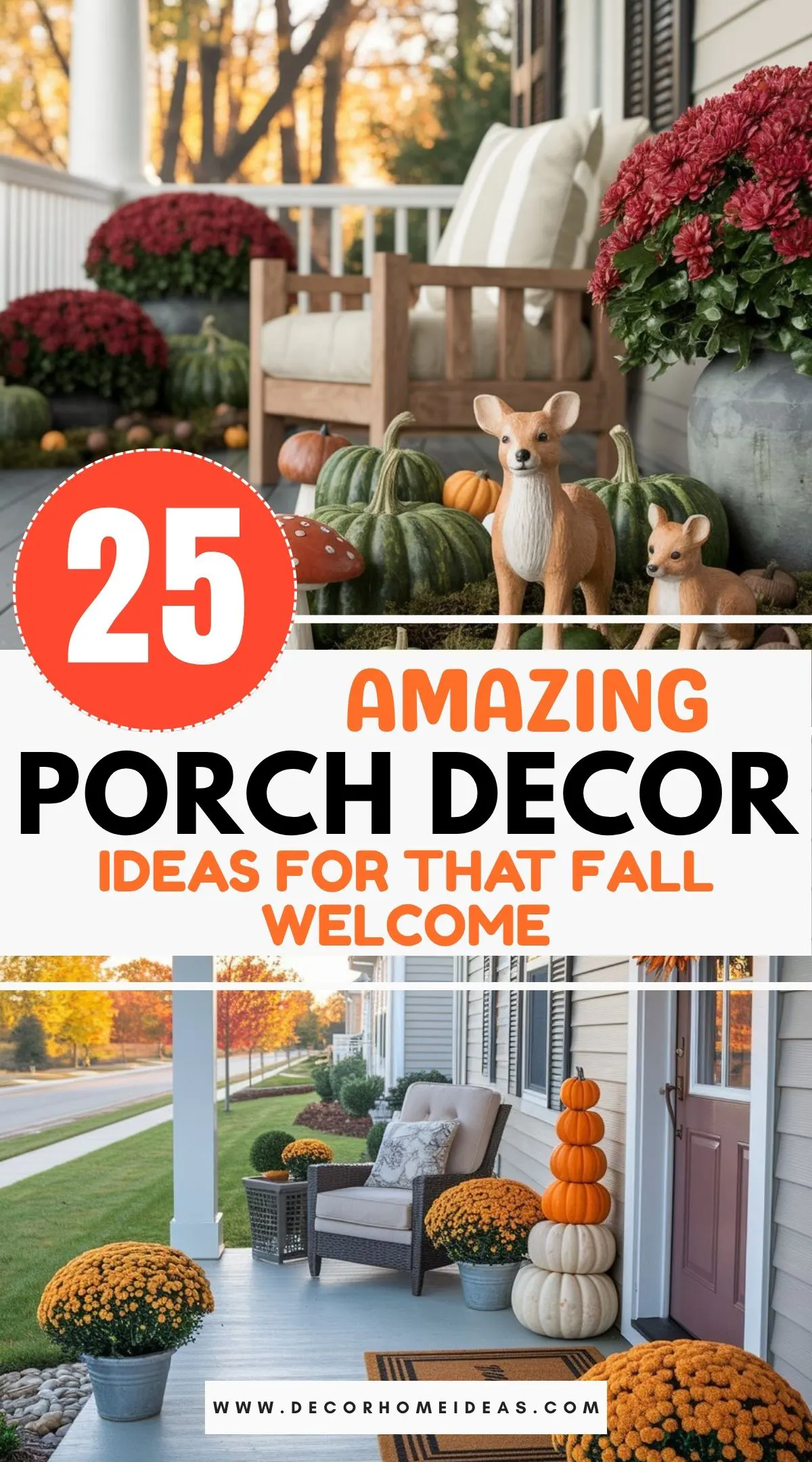 Make your front porch the coziest spot on the block with these 25 fall-inspired ideas. From layered doormats to charming pumpkins and lanterns, every detail helps create a warm and inviting vibe. Whether you're sipping cider or welcoming guests, your porch will be autumn-perfect in no time.
