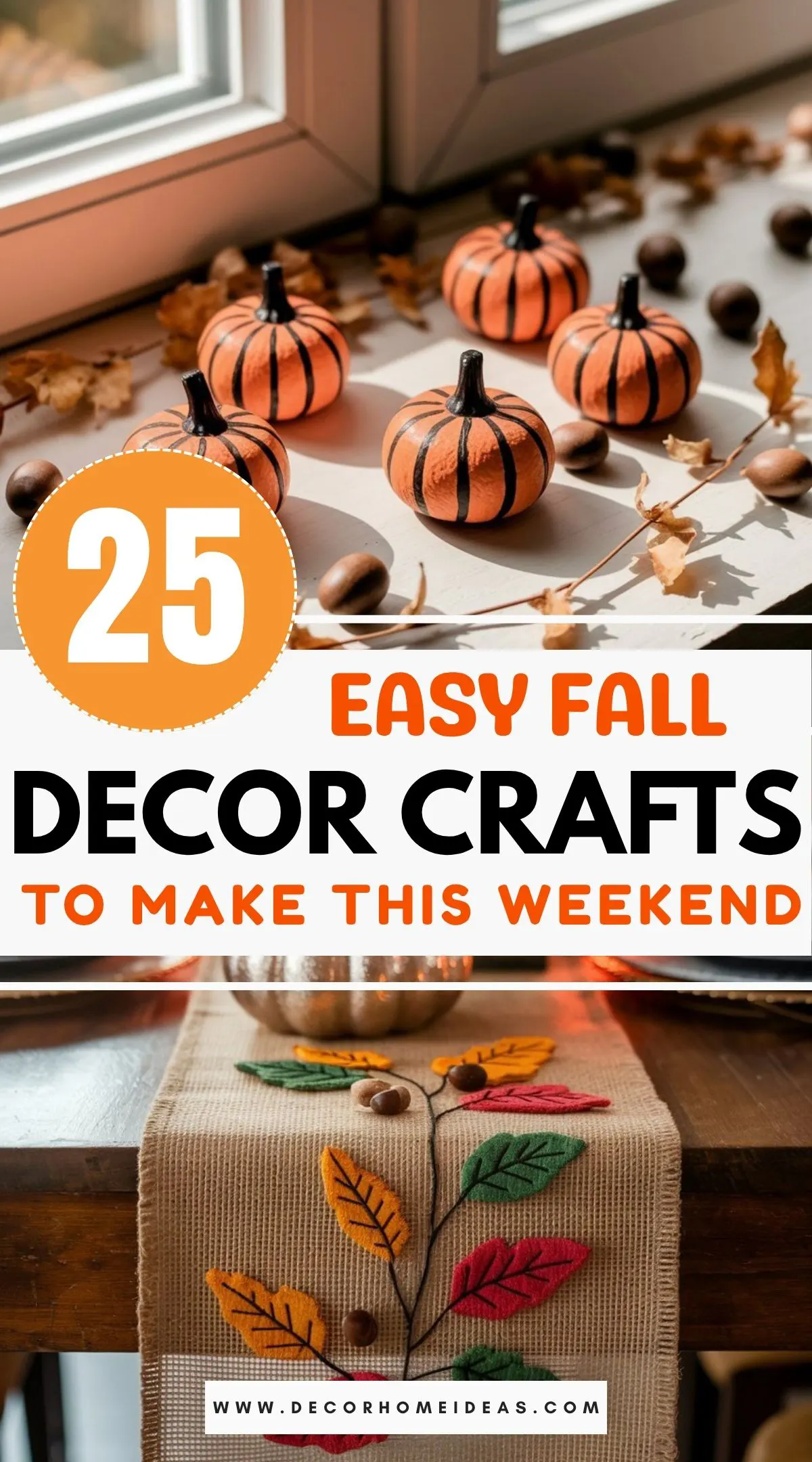 Discover 25 easy and inspiring fall decor crafts you can make this weekend. From charming wreaths to creative table centerpieces, these simple DIY ideas will bring warmth and style to any room. Perfect for cozy evenings or fun family projects, you’ll love how effortless it is to decorate your home for fall.