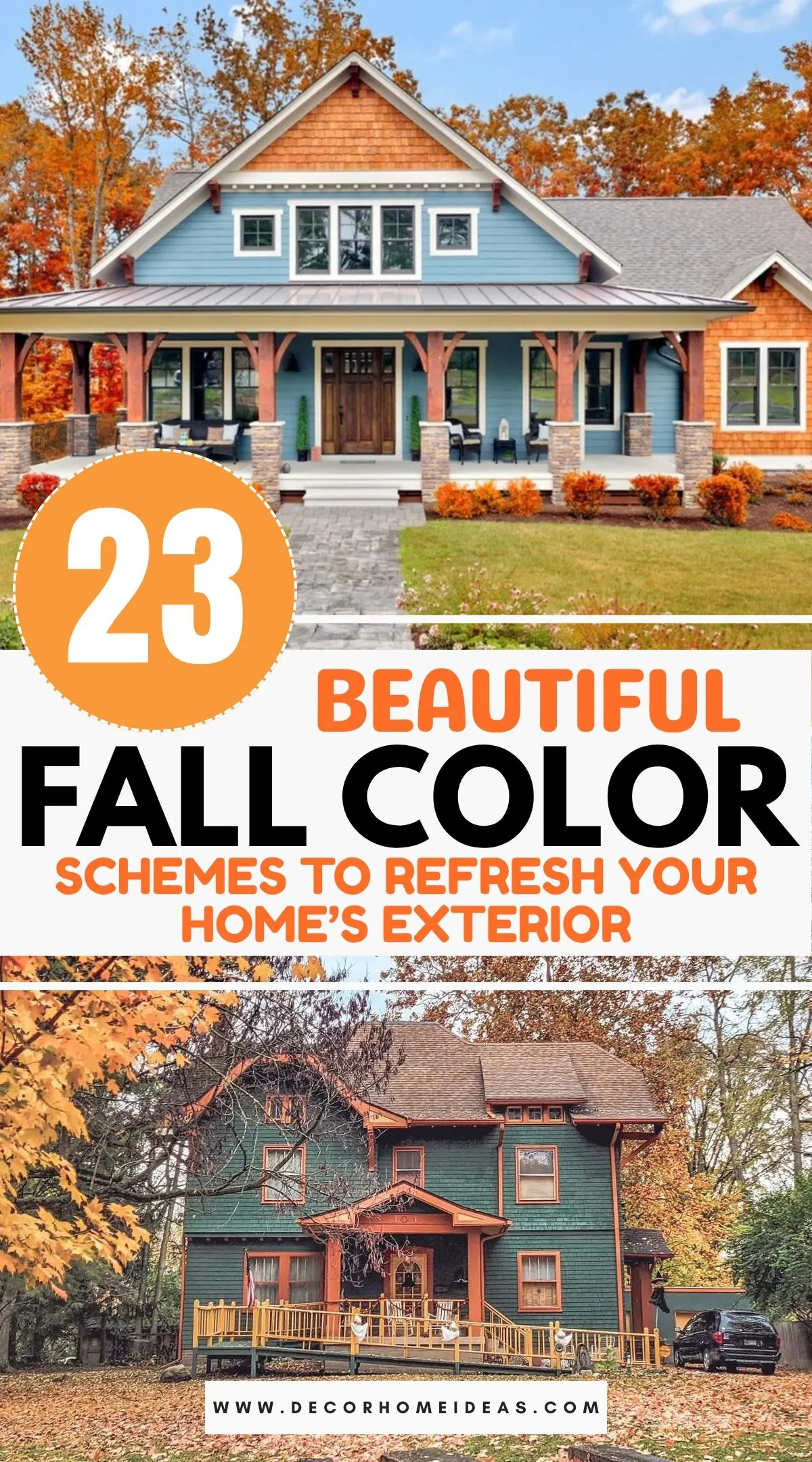 Discover 23 gorgeous fall color schemes to refresh your home's exterior this season. From warm earth tones to bold contrasts, find inspiration to make your curb appeal stand out. See which combinations bring the perfect autumn charm to your facade!
