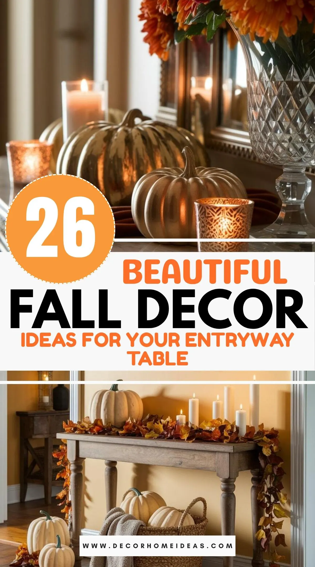 Get inspired by 26 stylish fall decor ideas that will make your entryway table warm and inviting. From rustic pumpkins to soft candlelight and seasonal garlands, these charming touches create an unforgettable first impression. Explore creative ways to layer textures and colors, making your space feel perfectly autumn-ready and full of welcoming vibes.