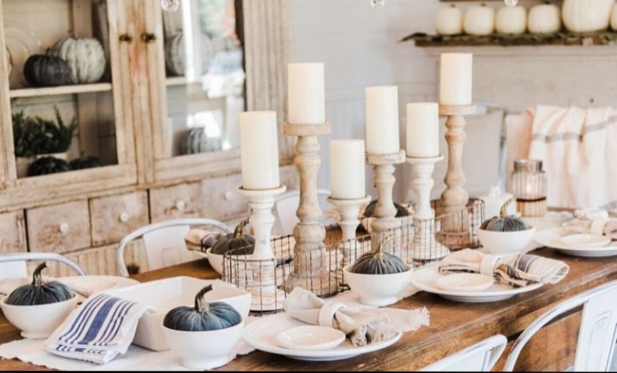 neutral fall decor ideas dining table