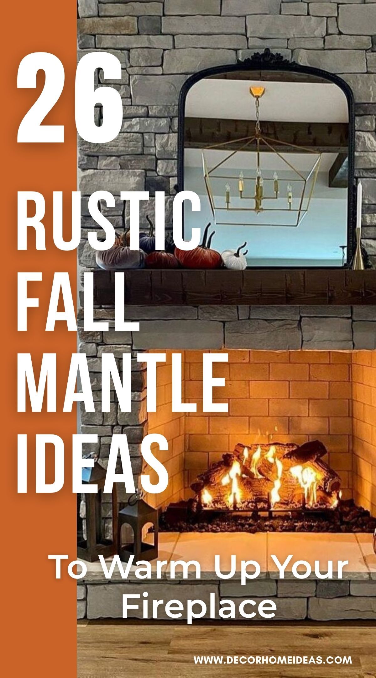 rustic fall mantle decor ideas 1