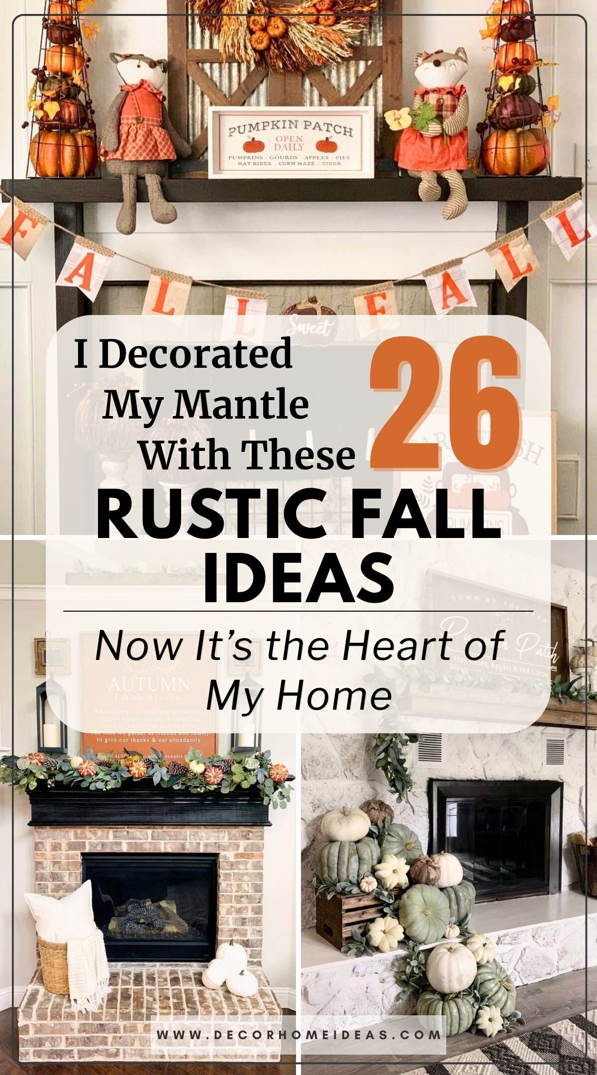 rustic fall mantle decor ideas 4