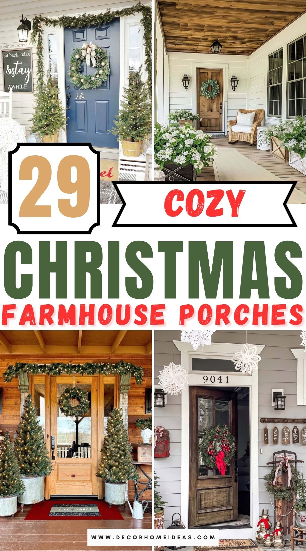 farmhouse christmas front porch decor 1
